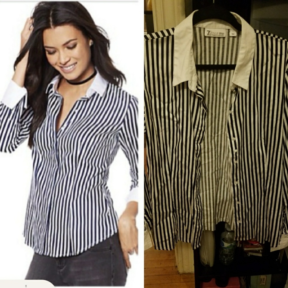 Striped button up shirt,  French cuff, beetlejuice